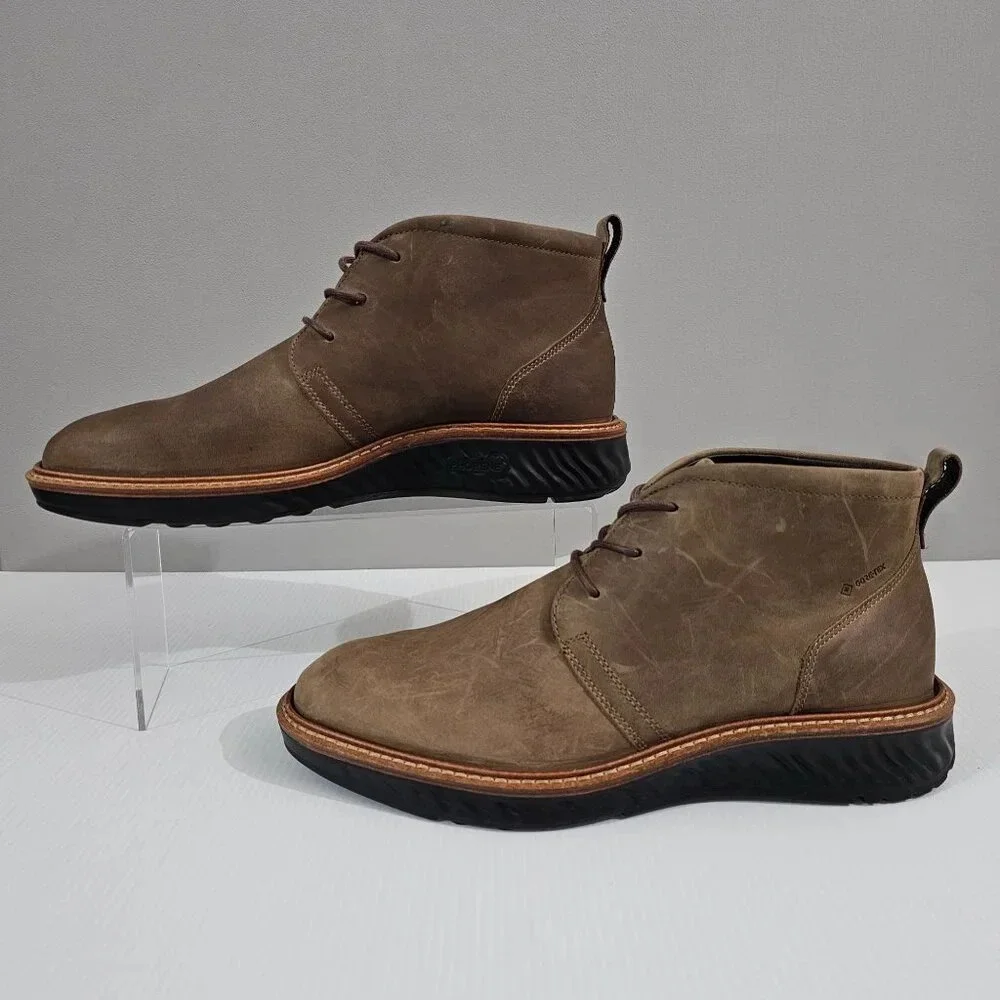 Ecco St.1 Hybrid Chukka Boot Mens EU 39 Brown Leather Waterproof Comfort NEW